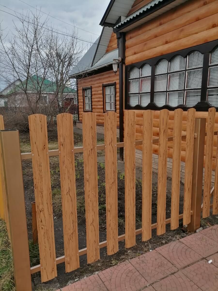 Забор из металлического штакетника 19м Кипарис 2xPrintech двусторонний в Всеволожске